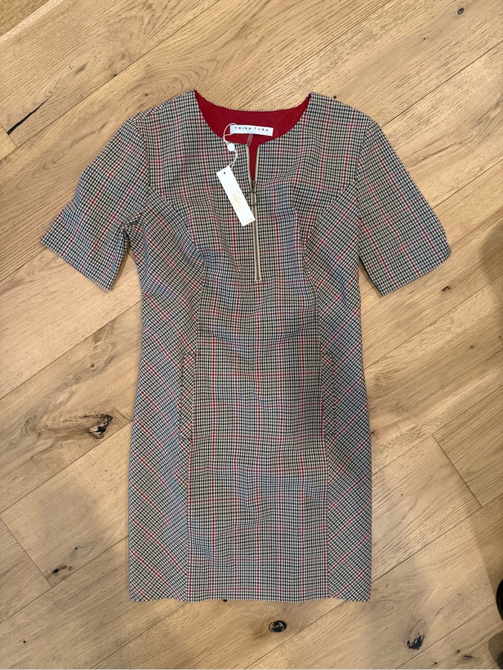 Trina Turk Red Glen Plaid Sheath Dress 4